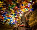 Horse statue against Rainbow Ceiling at the Belagio