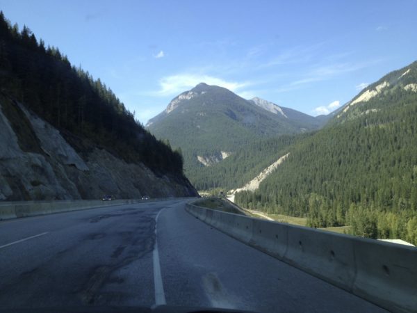 Driving through Rogers Pass