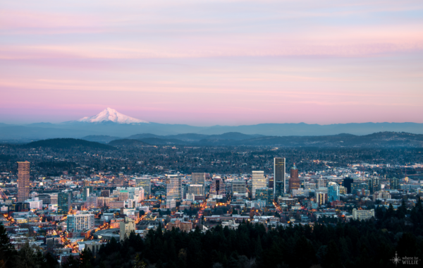Portland, Oregon Cityscape with Mount Hood in the Distance