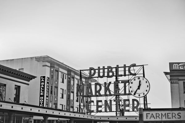 Public market center sign for pike place market